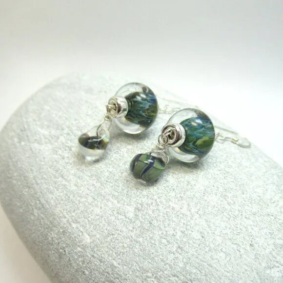 Boro glass bead drop earrings - Picture 4 of 11